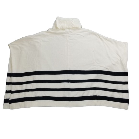 Jaclyn Smith Cowl Neck Cafton Poncho Sweater  Womens White & Black Size S / M - Picture 9 of 15